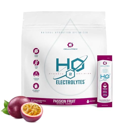 Cellutrex® H2O Electrolytes – Electrolyte Powder Drink Mix, Zero Sugar, Natural Himalayan Salt Hydration Packets for Recovery and Wellness, FSA-HSA, Passion Fruit, 20 Sticks - Image 1