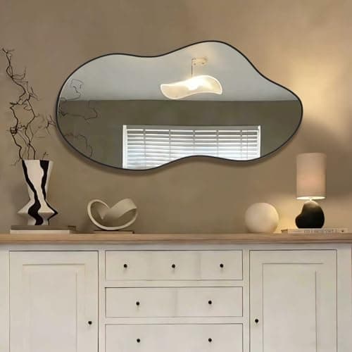 potijo Irregular Wall Mirror 24×40 Inch Wall Mirrors Decorative Black Modern Asymmetrical Abstract Mirror for Bathroom Bedroom Living Room Entryway Hallway - Image 1
