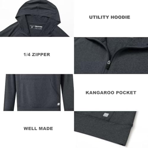 M MAELREG Mens Hoodies Heather Hooded Sweatshirt Performance Athletic Golf Hoodies For Men Quarter Zip Pullover - Thumbnail 5