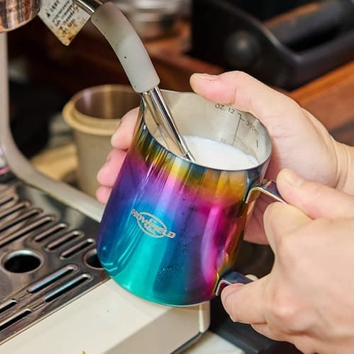 Stainless Steel Milk Frothing Pitcher - Milk Frothing Jug for Cappuccino, Barista Milk Frothing Pitcher Parent (coloured, 12OZ) - Thumbnail 5