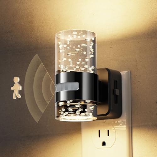 L LOHAS LED Motion Sensor Night Light,Dimmable Night Lights Plug into Wall, 3000K Night-Lights with 0-100 LM Adjustable, Acrylic Bubble Plug in Nightlight for Bathroom Hallway Nursery - Image 1