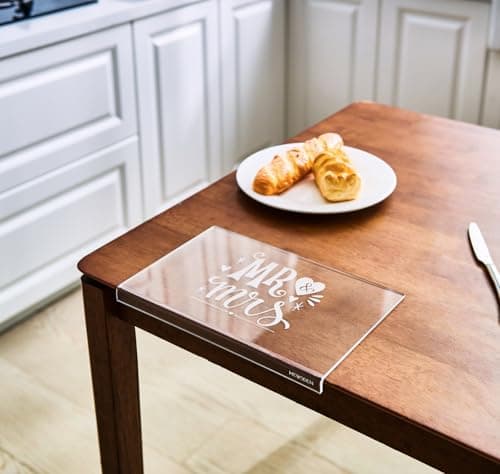 Engraved Acrylic Cutting Board with Counter Lip - Engagement Gifts Wedding Gift for Couples Clear Countertop Protector, Bride Shower Gift Mr and Mrs Gifts for Couple Aesthetic Kitchen Decor - Thumbnail 3