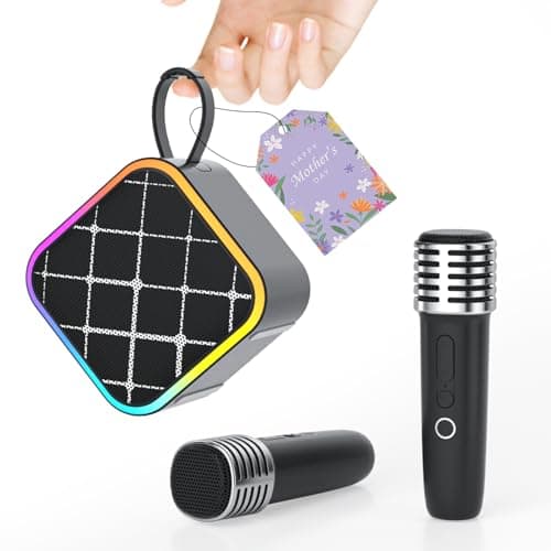 Mini Portable Karaoke Machine with 2 Wireless Mic,Home Karaoke System for Kids,Travel/Birthday Parties/Holidays,Bluetooth Speaker with Carry Handle,Ideal for Ages 3-12 - Image 1