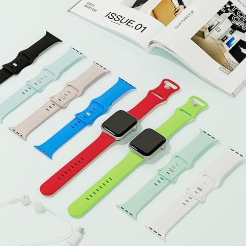 Sport Band Compatible with Apple Watch Bands 40mm 38mm 41mm 42mm 44mm 45mm 49mm for Women Men,Soft Silicone Waterproof Replacement Strap for Apple Watch Series 11 10 9 8 7 6 5 4 Ultra 3 2 1 SE - Thumbnail 2