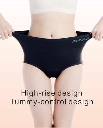 RanZZRan Women's High Waist Underwear Full Coverage Briefs - Stretchy Soft Panties Rayon derived from Bamboo - Thumbnail 5