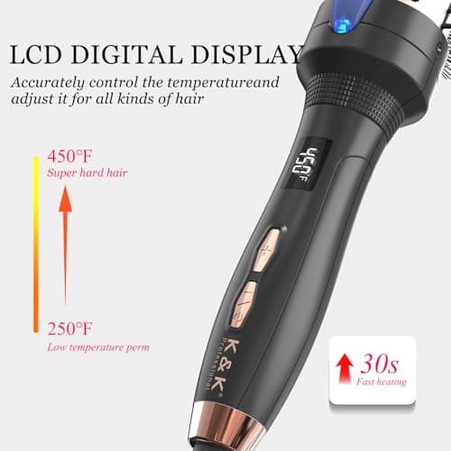 K&K 1 1/2 Inch Ceramic Tourmaline Ionic Heated Round Brush Curling Brush Creates Blowout Look -Creates Root Volume & Loose Curls Volume Curls Dual Voltage Hair Styling Tool (Black, 1.5 Inch) - Thumbnail 4