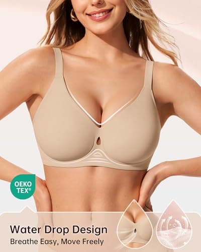 LetsJoli Jelly Bras for Women No Underwire Wireless Bras with Support and Lift for Daily Comfort Lounge Sleep Tshirt Bras (Nude 3XL) - Thumbnail 2