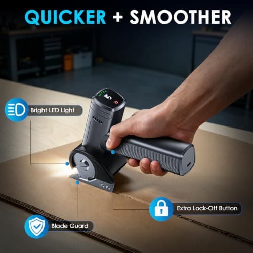 Cordless Electric Scissors Rechargeable, Smart Display Cardboard Box Cutter - Thumbnail 5