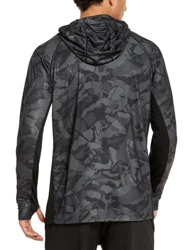 COOrun Men's UPF 50 Sun Protection Hoodies with Mask Built in Hooded Fishing Shirts for Men Long Sleeve Camo Hiking Shirts - Thumbnail 2
