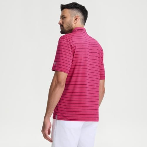 M MAELREG Polo Shirts for Men Quick Dry Stretch Striped Dress Business Shirts Short Sleeve Outdoor Golf Shirt - Thumbnail 2