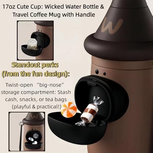 Insulated Water Bottle, 100% Leak-proof Travel Mug | w/baldric & Straw|Silicone Sleeve for Durability | 316 stainless steel cup body | 3-In-1 Lid | Reusable Coffee Travel Mug. (Brown) - Thumbnail 5