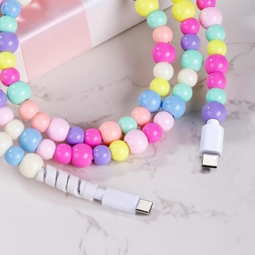 ComfyBay 3.3FT USB C to USB C Charging Cable, 60W Acrylic Beaded Charger Cord, Compatible with Samsung Galaxy, iPhone 16/15, iPad, and More - Thumbnail 2