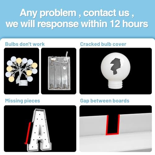 4FT Marquee Light Up Letters C,Party Decoration Large Marquee Light Up Letters with Weighted Water Bag,Pre-cut Foam Board Set Can Be Used for Birthdays,Weddings,Baby Anniversaries - Thumbnail 5