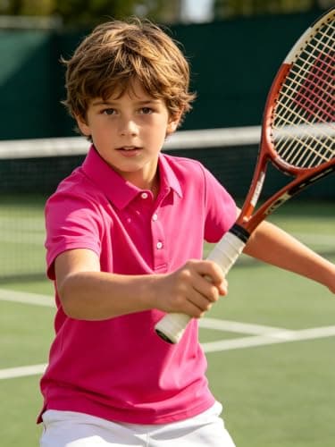 Cozople Boys Polo Shirt Quick Dry Performance Golf Shirt Short Sleeve Casual School Uniform Tops for Kids, Neon Pink,Size 9-10 - Thumbnail 2