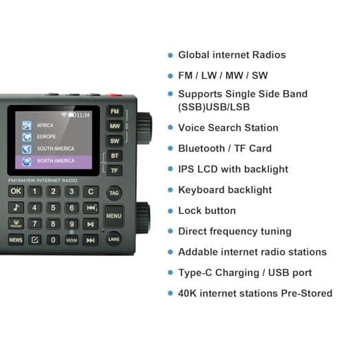 CHOYONG LC90 Mini Multi-Band Smart Internet Radio Portable WiF/4G,AM/FM,Longwave & Shortwave Radio with SSB Single Side Band,Bluetooth,TF Card,All World Radios,Digital Radio, choyoung - Thumbnail 3