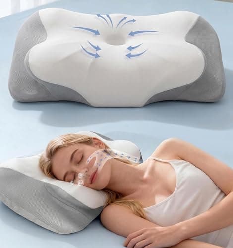 Cervical Neck Pillow – Ergonomic Contoured Memory Foam Pillow for Neck & Shoulder Pain Relief, Dual-Height Spine Alignment for Side, Back & Stomach Sleepers, Cooling Ice Silk Pillowcase – Queen - Image 1