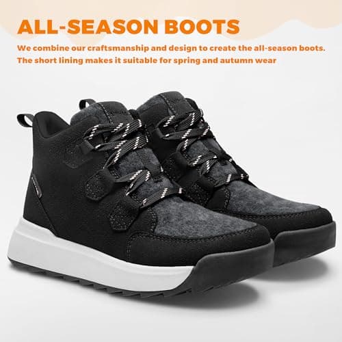 AIRHAS Women's Winter Warm Snow Boots for Women Comfortable botas para nieve de mujer Womens Ankle Boots Fashion Booties(black,7.0) - Thumbnail 6