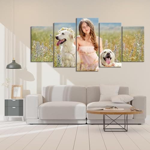 ZHIYYHAO Personalized Canvas Prints with Your Photos Set of 5 Framed Personalized Family Portrait Pet Wedding Landcape Pictures Customized Canvas Prints Wall Art for Bedroom Livingroom Office Home Decor ( Framed , 10"x16"x2 10"x20"x2 10"x24"x1 ) - Thumbnail 2