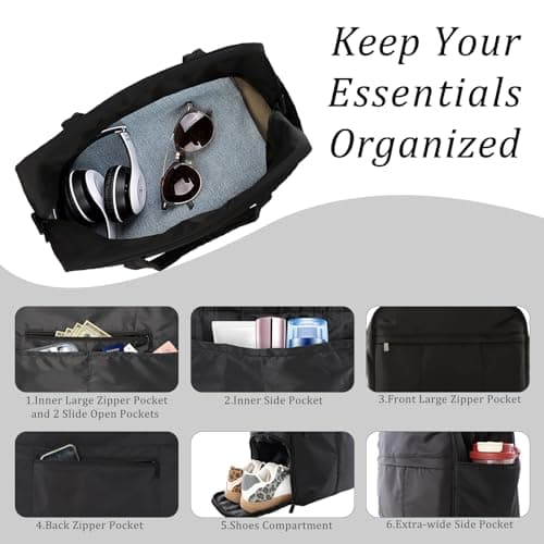 U+U Gym Bag for Women, Duffle Bag with Shoe Compartment Travel Carry on Weekender Bag, Personal Item Travel Bag for Overnight, Water Resistant - Thumbnail 3