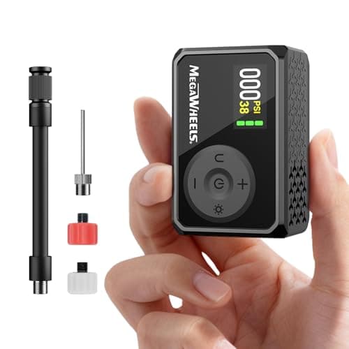 MEGAWHEELS Mini Bike Pump, Portable Bike Pump with Presta and Schrader Valve, 120PSI Bicycle Pump with Gauge, Auto Stop, Fast Inflation for City Bike, Road Bike, Mountain Bike - Image 1