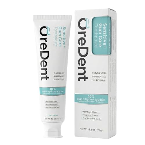 OreDent Fluoride Free 10% Nano Hydroxyapatite Sensitivity + Gum Care Toothpaste, Probiotic, Niacinamide, Sensitivity Relief, Xylitol, SLS Free, Cool Mint Flavor for Adults & Kids, 4.2 oz - Image 1
