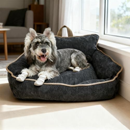 RAFASAFA Orthopedic Dog Bed with Memory Foam, Washable Plush Pet Bed for Small, Medium & Large Dogs, Cozy Bolster Crate Dog Bed for Joint Support & Comfort.(Black) - Thumbnail 4