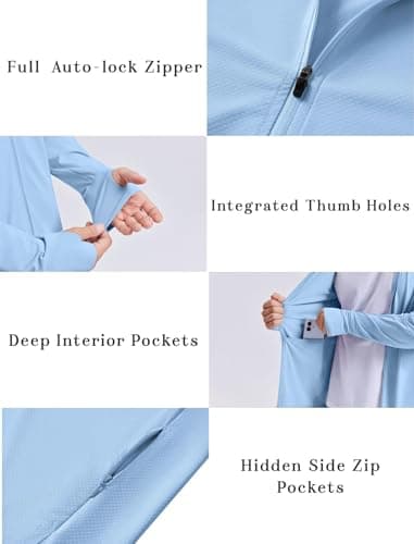 PINSPARK Men's UPF50+ Full Zip Outdoor Hoodies Lightweight Sun Protection Long Sleeve Jacket for Fishing Hiking with Pockets - Thumbnail 4
