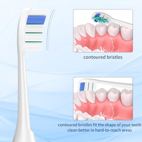 TAWEE Electric Toothbrush Replacement Heads Compatible with Philips Sonicare Click-On Handles Medium Soft End-Rounded Bristles for Plaque Control Travel Case 10 Pack - Thumbnail 4