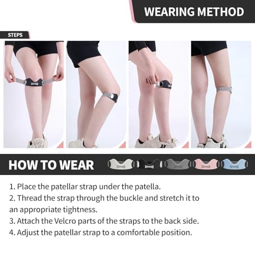 GOUNOD Silicone Patellar Tendon Support Strap 2 Pack,Knee Strap for Knee Pain Relief,Patella Band for Basketball, Jumpers Knee, Tendonitis, Running, Hiking, Soccer, Osgood Schlatter（Black-Grey） - Thumbnail 5
