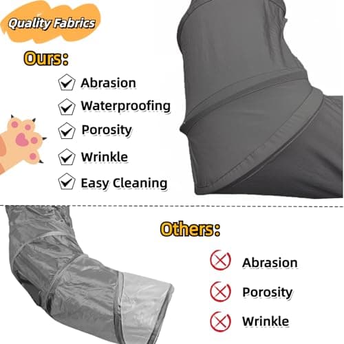 XxingSheep 2-Tier Cat Tunnel & Hammock Bed XXL, 4 Cave Shuttle with Elevated for Multiple Cats Toy Dark Grey - Thumbnail 5