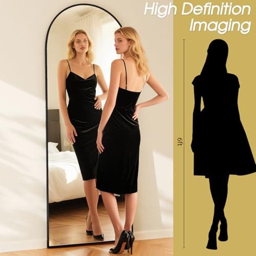 NBGV 59"x16" Floor Mirror Full Length, Arched Full Length Mirror with Stand, Full Body Mirrors for Bedroom Living Room or Cloakroom Black - Thumbnail 5