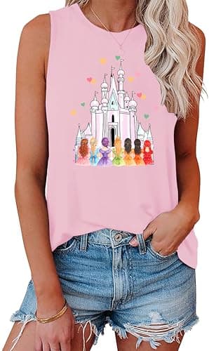 Magic Castle Tank Top for Women Magic Kingdom Graphic Shirt Tops Summer Vacation Vest - Image 1