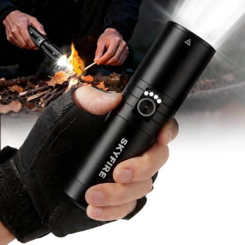 SKYFIRE Rechargeable Flashlight 2000 High Lumens with Ignition Lens, USB-C Tactical Flashlight LED, 7500 High Capacity, Up to 30 Days of Occasional Use, Waterproof for Camping, Survival & Emergency - Image 1