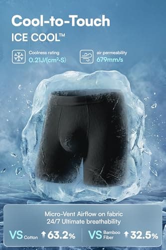GOOTUCH Men's Breathable Cool Underwear, Moisture Wicking Odor Control Boxer Briefs, Seamless Thin Waistband & Quick Dry (2 Black, 2 Grey Blue,X-Large) - Thumbnail 3