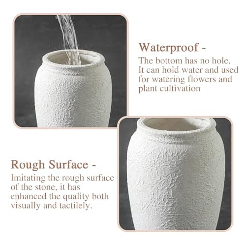 Lyeec Ceramic Farmhouse Flower Vase, 8.2 Inch Terracotta Rustic Vase, Christmas Decorative Pottery Flower Vases for Living Room, Entryway, Table, Shelf Decor - Thumbnail 3