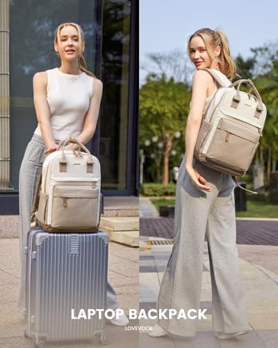 LOVEVOOK Travel Laptop Backpack Women, 17.3 Inch Anti-theft Laptop Bag with USB Port, Fashion Waterproof Computer Backpacks Teacher Nurse Backpack Purse for College School Work - Thumbnail 6