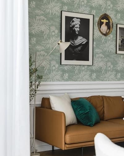 Naphite Floral Peel and Stick Wallpaper Vintage Leaf Botanical Dark Green Contact Paper for Cabinets Drawers Boho Self Adhesive Removable Wallpaper for Bedroom Waterproof Shelf Liner 17.3inW 393inL - Thumbnail 2