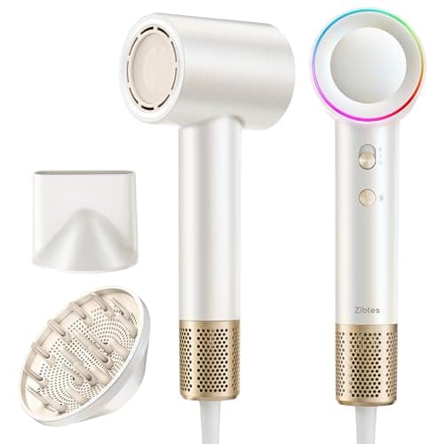 High-Speed Hair Dryer, 160,000 RPM Brushless Motor for Ultra-Fast Drying, 500M Ionic Negative for Frizz Reduce, Low Noise Thermo-Control Blow Dryer with Diffuser for Curly Hair Women and Men,White - Image 1