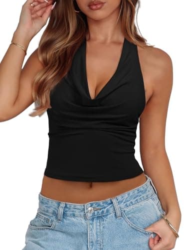 REORIA Women's Halter Tops Black - Image 1
