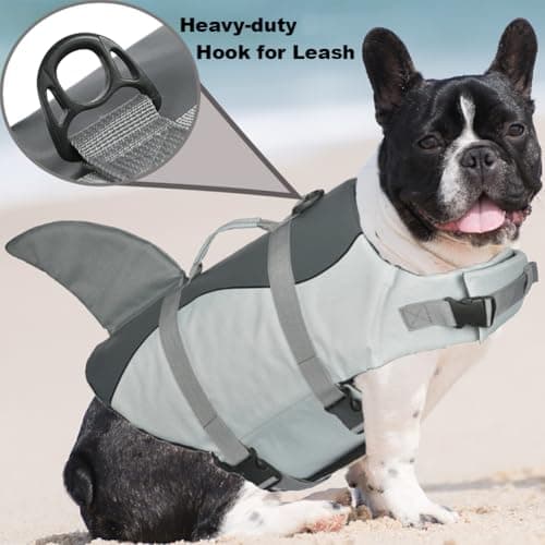 Doglay Dog Life Jacket Shark, Ripstop Dog Life Vests for Swimming Boating with High Buoyancy and Rescue Handle, Adjustable Dog Life Jacket Pet Flotation Vest for Small Medium Large Dogs - Thumbnail 2