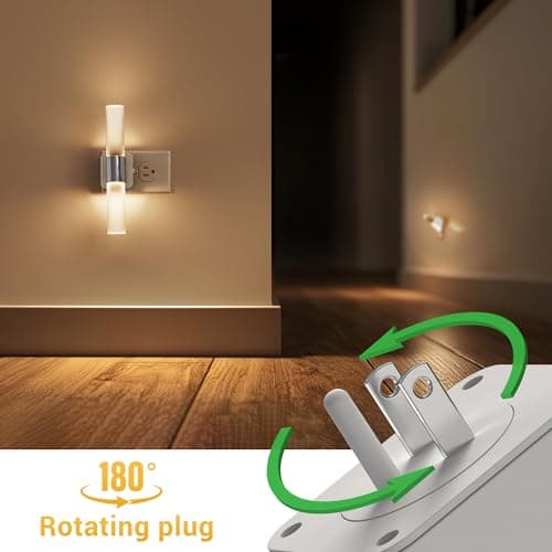 L LOHAS LED Night Light, Night Lights Plug into Wall, 3000K Soft White, 0-100LM Adjustable Brightness, 180° Rotating Plug in Night Light with Auto Light Sensor for Bathroom, Bedroom(Matte White) - Thumbnail 2