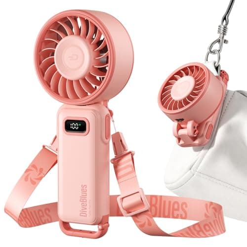 Diveblues Portable Turbo Fan, 100 Speed Handheld Fan with Strong Airflow, Foldable 4 in 1 Personal Fan for Neck, Desk & Travel, USB-C Rechargeable, Lightweight for Summer, Concerts & Outdoor Use - Image 1