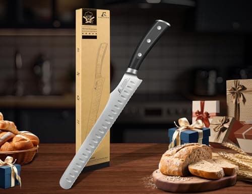 CoquusAid Bread Knife for Homemade Bread, 10.6 Inch Multifunction Serrated Knife, Razor Sharp Slicer, High Carbon German Steel Bread Cutter, Ergonomic Handle Design for Sourdough Turkey Fruit Cutting - Thumbnail 6
