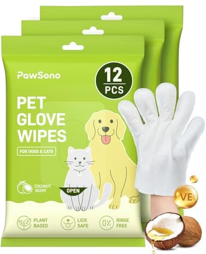 36PCS Hypoallergenic Pet Glove Wipes for Dogs, Cats & Small Animals | No-Rinse Deodorizing Dog Wipes for Paws, Butt, Eyes & Ears | Pet Wipes for Stain & Odor Cleanup Between Baths & Travel