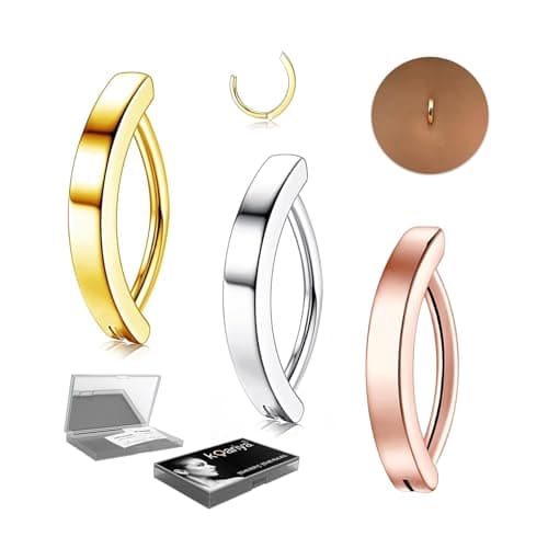 Koariya 14G Belly Button Ring Travel: 3-Color Rose/Gold/Silver Belly Rings - Surgical Steel with Mirror Travel Case & 4 Pads