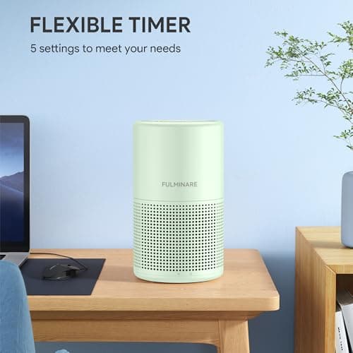 FULMINARE Air Purifiers for Home Bedroom H13 HEPA Air Purifier, 3 Speeds, Timer, 24dB, Small Mini Air Purifier with Night Light, Green - Thumbnail 4
