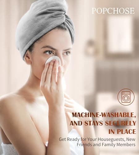 POPCHOSE Microfiber Hair Towel Wrap, 3 Pack Fast Drying Hair Turban, Stocking Stuffers for Women, Soft Ultra Absorbent, No Frizz Hair Wrap Towels for Women Wet Hair, Curly, Longer, Thicker Hair - Thumbnail 5