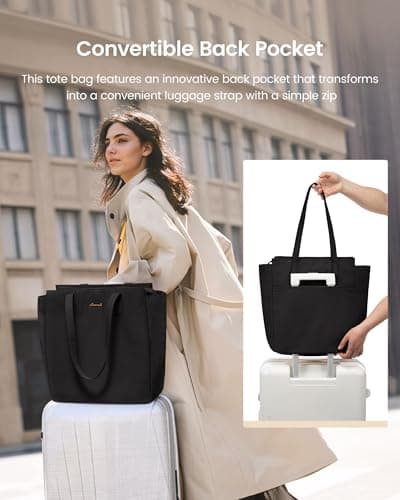 LOVEVOOK Tote Bag For Women, Travel Work Tote with Zipper Fits 15.6'' Laptop, Large Shoulder Handbag, Carry on Bag for Teacher Nurse Gym - Thumbnail 6