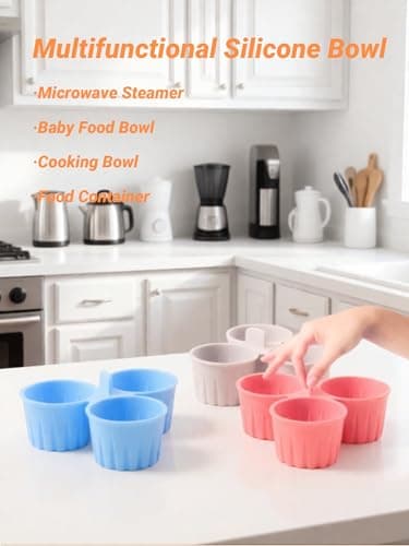 DegoCython Silicone Egg Bite Molds, Reusable Nonstick 3-Cup Trays, 5.67In/14.4Cm Diameter, 135Ml/4.5Oz Capacity, BPA-Free Food-Grade, Dishwasher Safe for Air Fryer Oven Microwave Freezer - Thumbnail 4