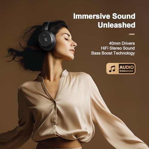 Calmbee Bluetooth Headphones, Hybrid Active Noise Cancelling Wireless Headphones Over Ear with Microphone, Up to 140H Playtime, Transparency Mode, Deep Bass, Clear Calls, Comfort fit for Travel, Home - Thumbnail 5